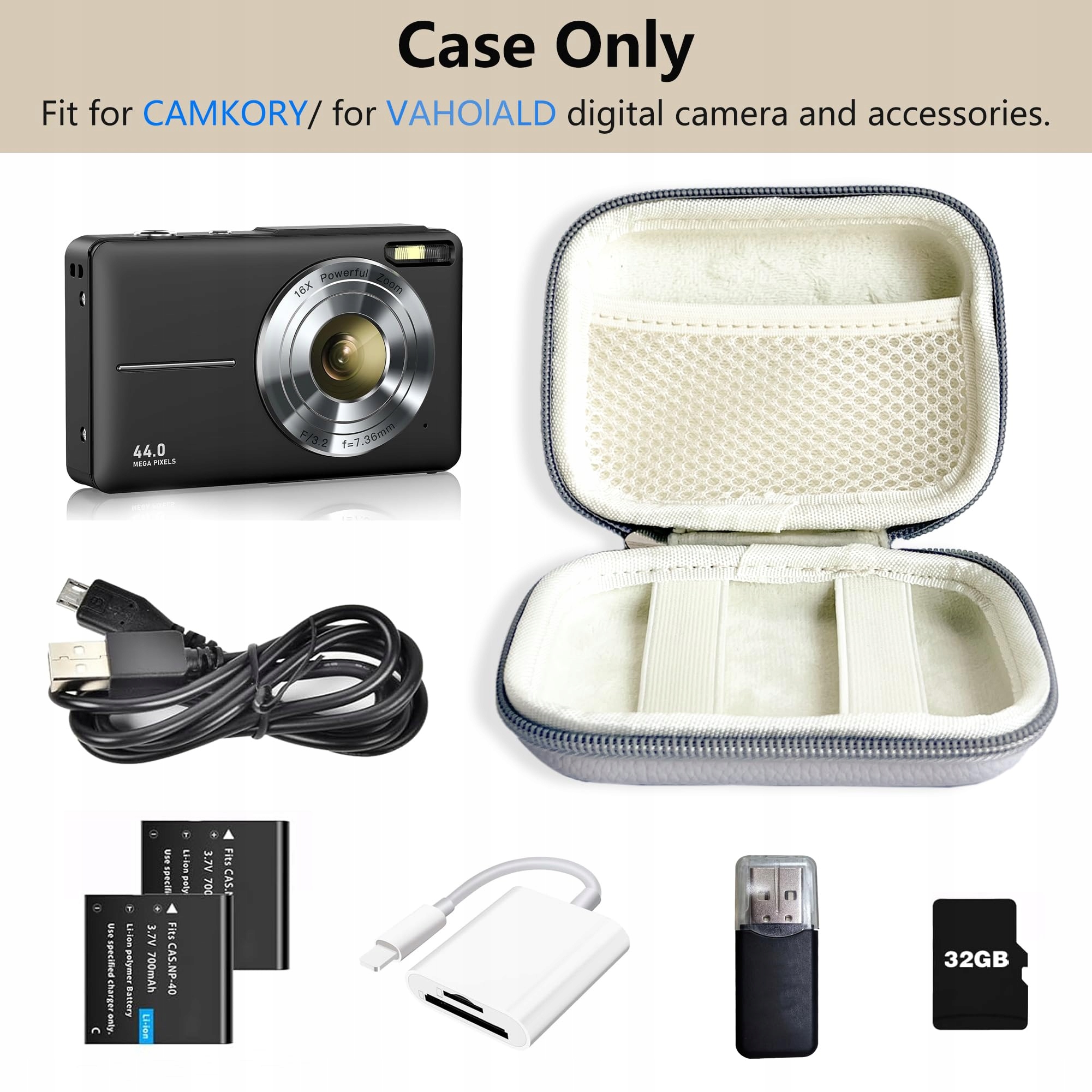 LINPR Torba Na Aparat Kompatybilna z CAMKORY Kodak PIXPRO Szara — miniatura 2