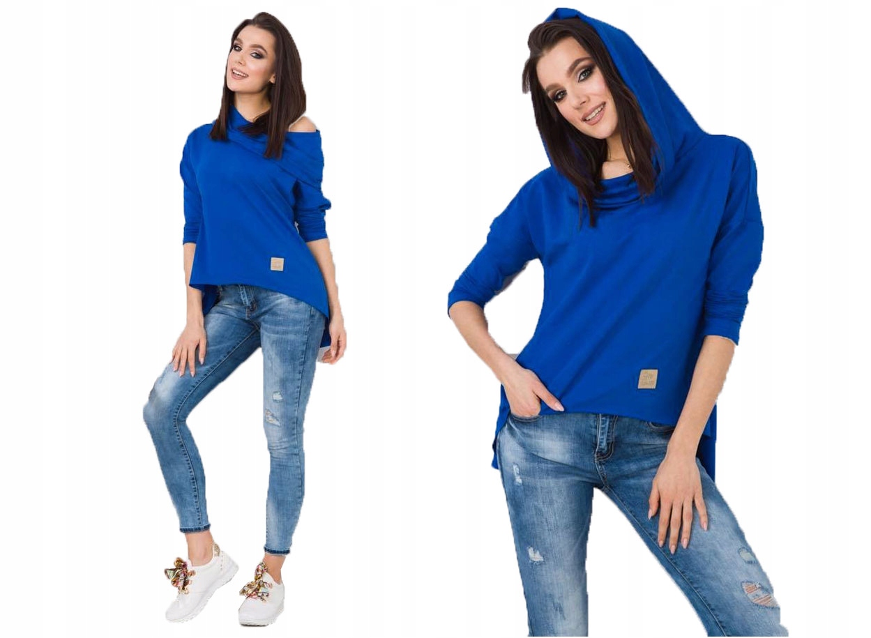 

Asymetryczna Tunika Bluza Sukienka Komin Kaptur L