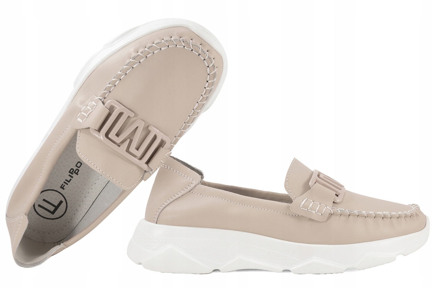 Filippo DP6763 Dámské Mokasíny Na Platformě Polobotky Kůže Pu béžová 41
