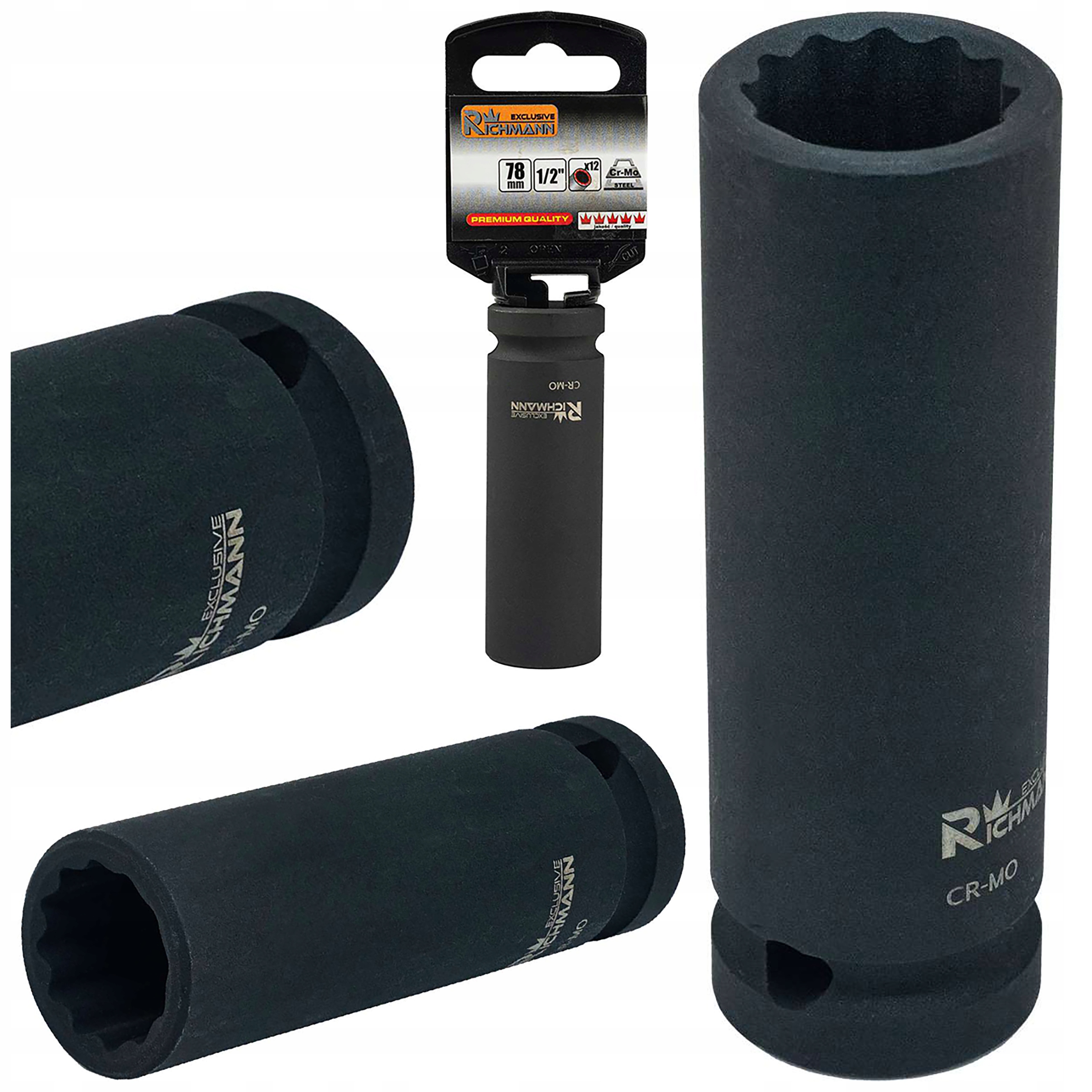 Nasadka Udarowa Na Klucz Udarowy 12-KĄTNA Długa 1/2" 30 MM Ze Stali Cr-mo