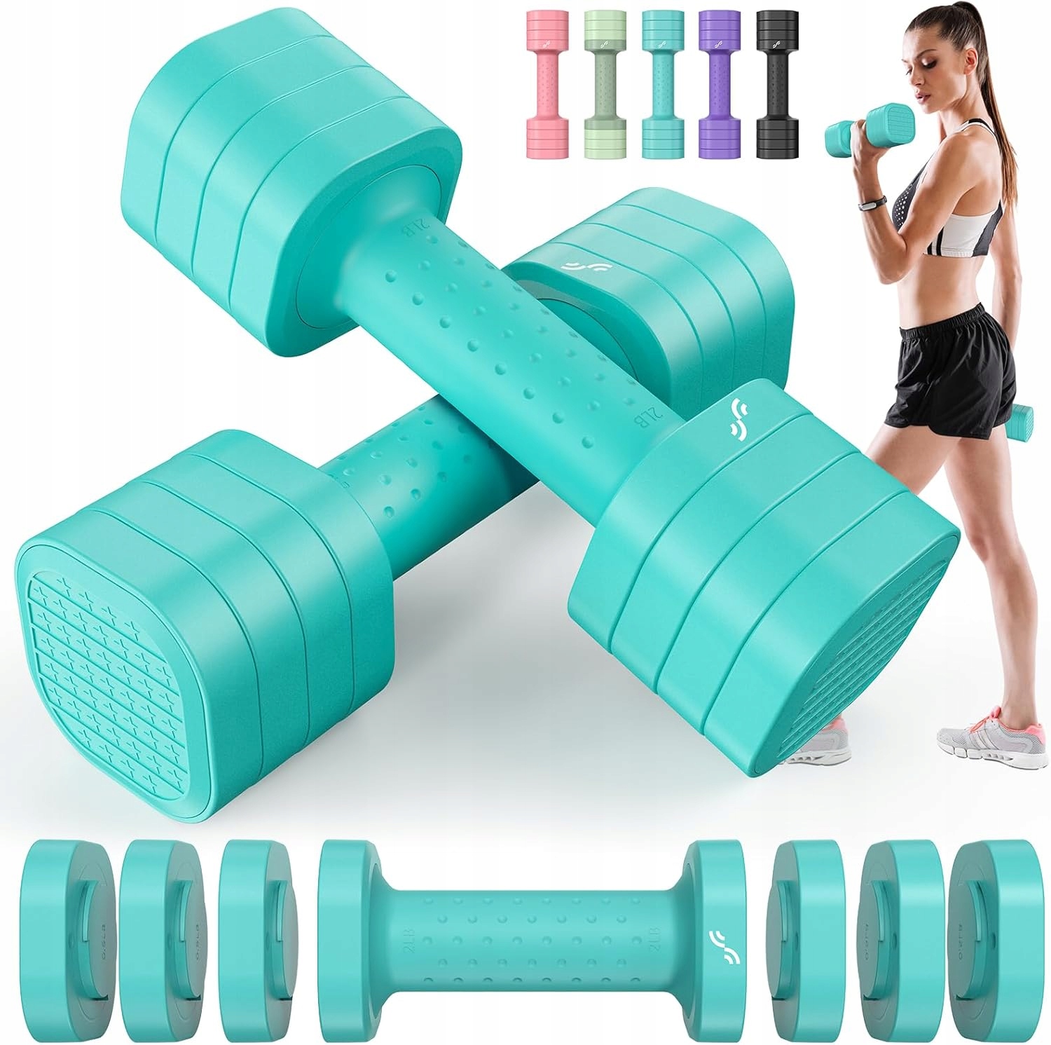Sportneer Nastavitelné Činky Pro Ženy 4V1 – 2 Kusy 1–2,5 Kg Modré
