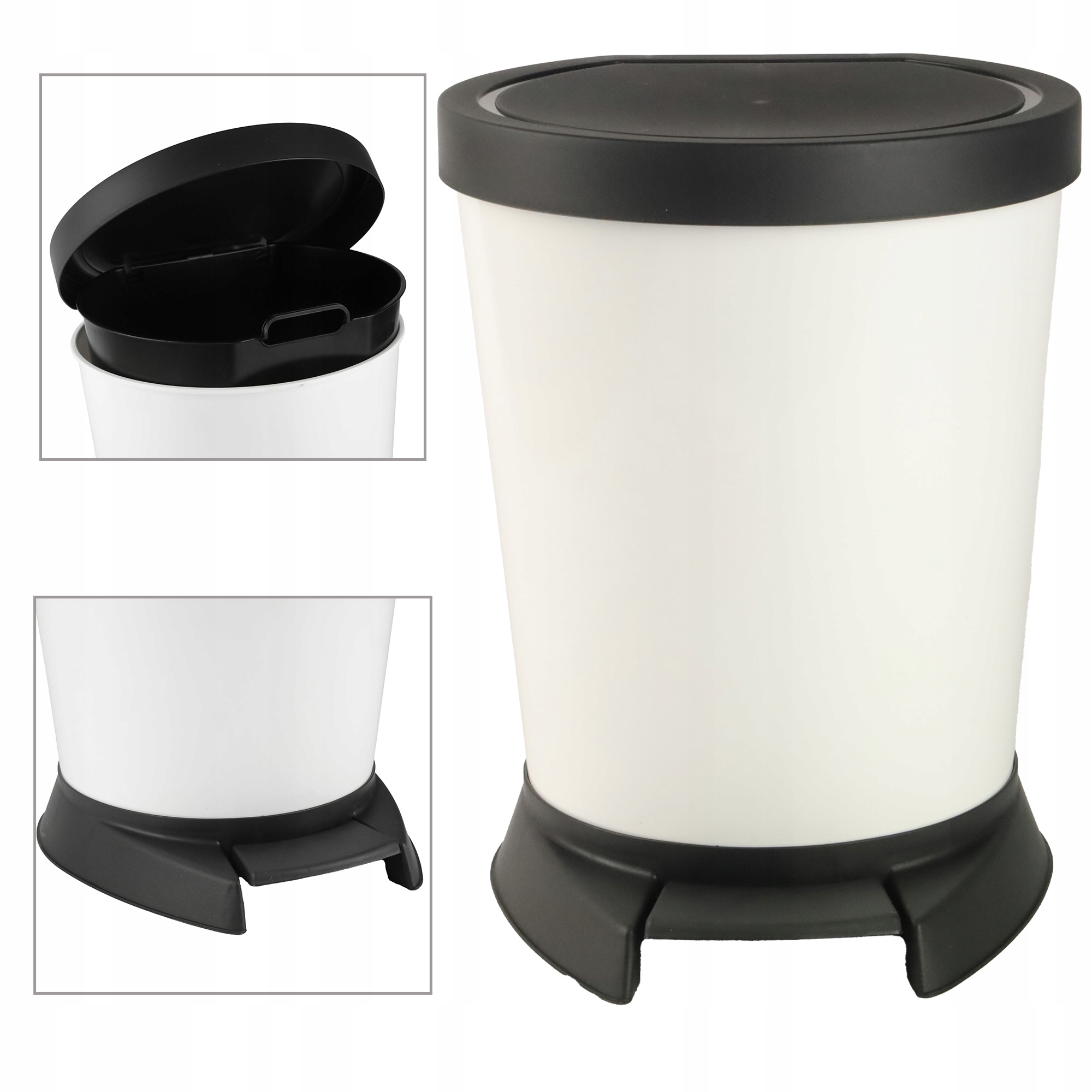 Odpadkový Koš S Vložkou A Pedálem Kancelář Koupelna 10L Bílý Černý