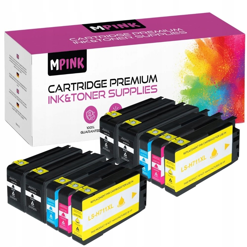 10x Inkoust pro Hp 711 XL Designjet T120 T125 T130 T520 T525 T530 CZ133A Set