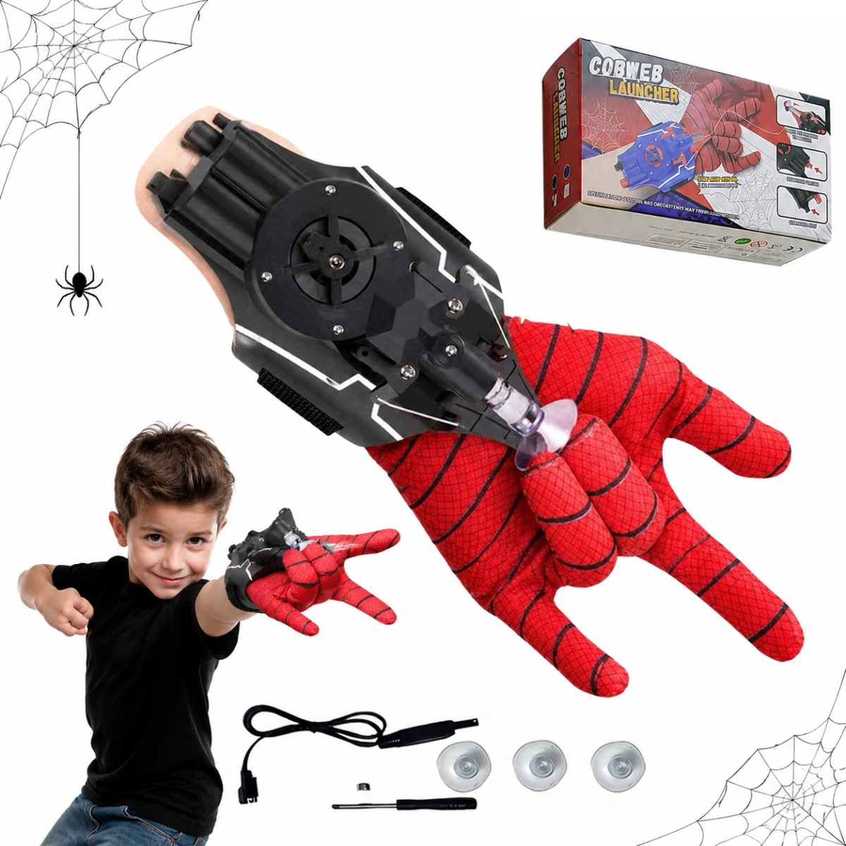Wyrzutnią Sieci Spider-man Puchary Ssące Magnesy Człowiek Pająk Z Rękawica