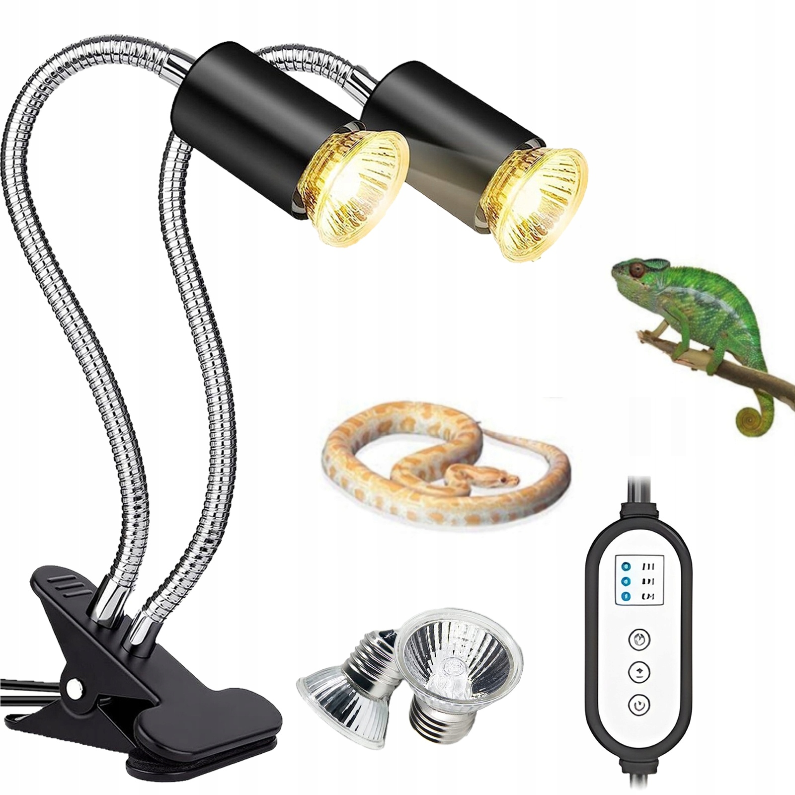 Levně Topná Lampa Želva, 2 Žárovky 25+50W Topná Lampa Pro Plazy, E27