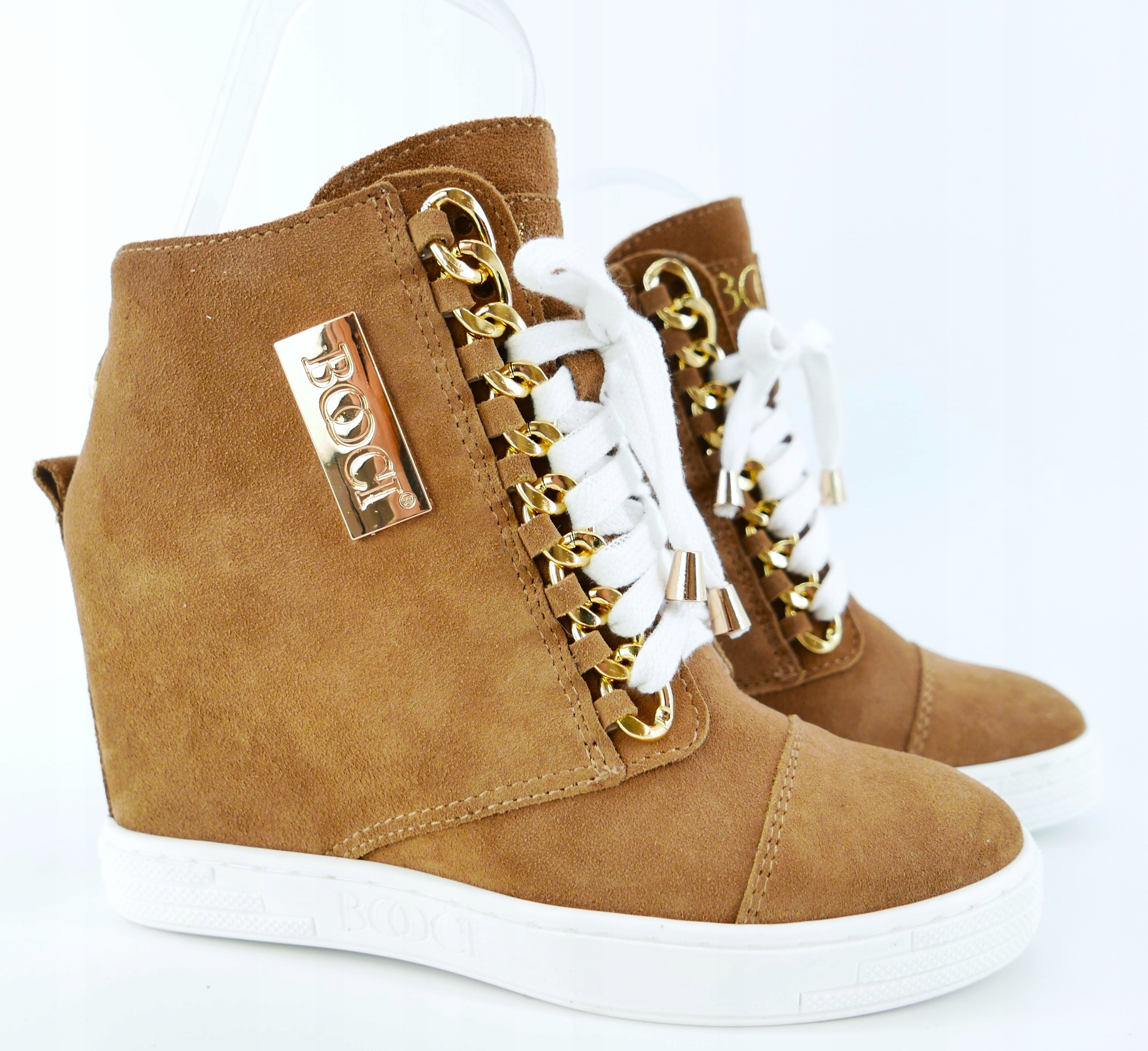 Booci Botki Sneakersy Camel Skóra Naturalna R38