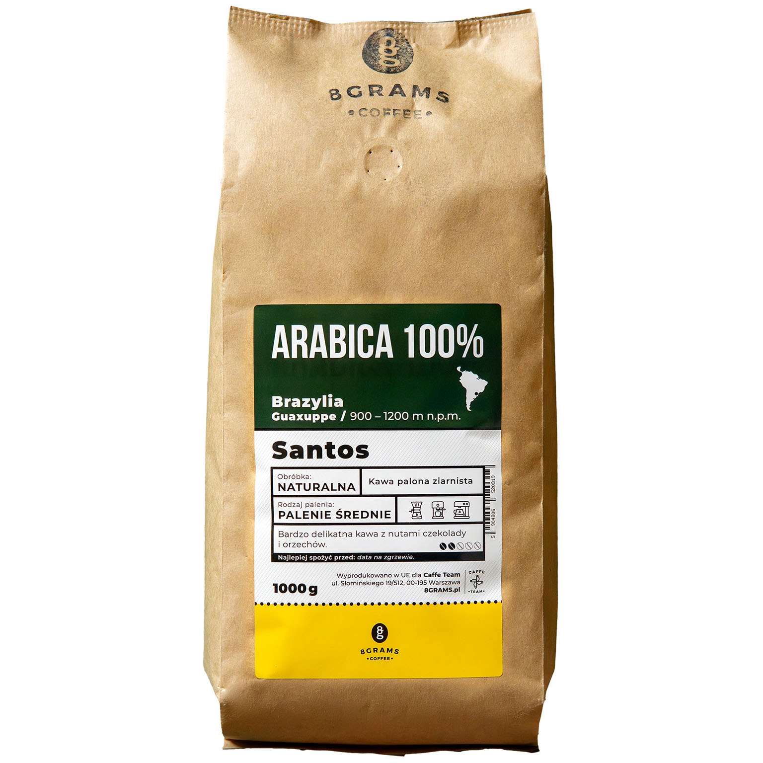 8grams Brasil Santos kawa palona ziarnista 1kg