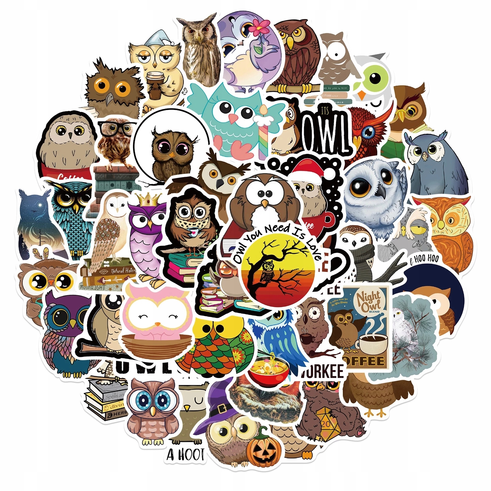 

Naklejki Wlepy Stickers Bomb MIX Sowa 50 szt