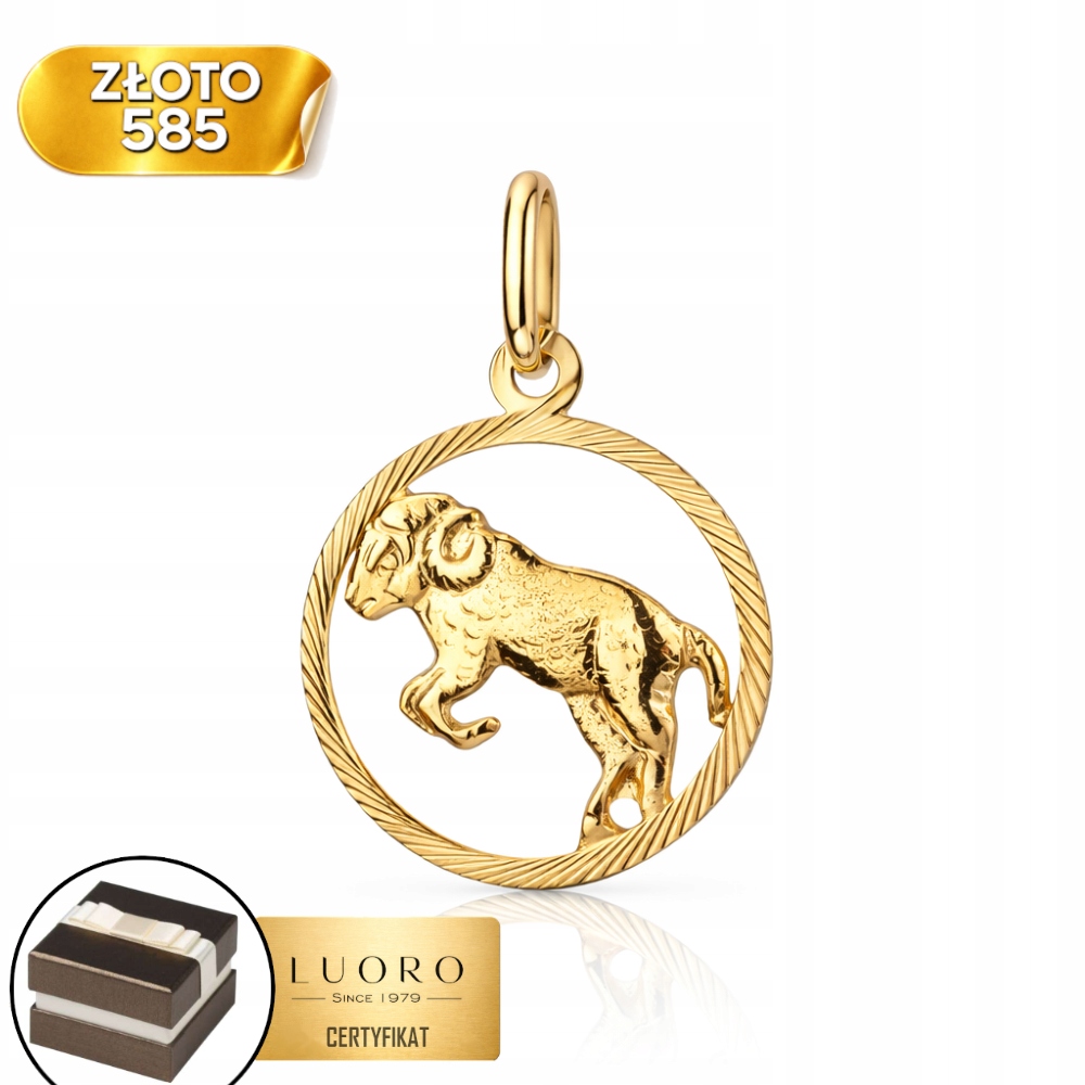 Zlatý Přívěsek 585 14K Beran Znamení Zvěrokruhu 15 MM Žluté Zlato Elegantní