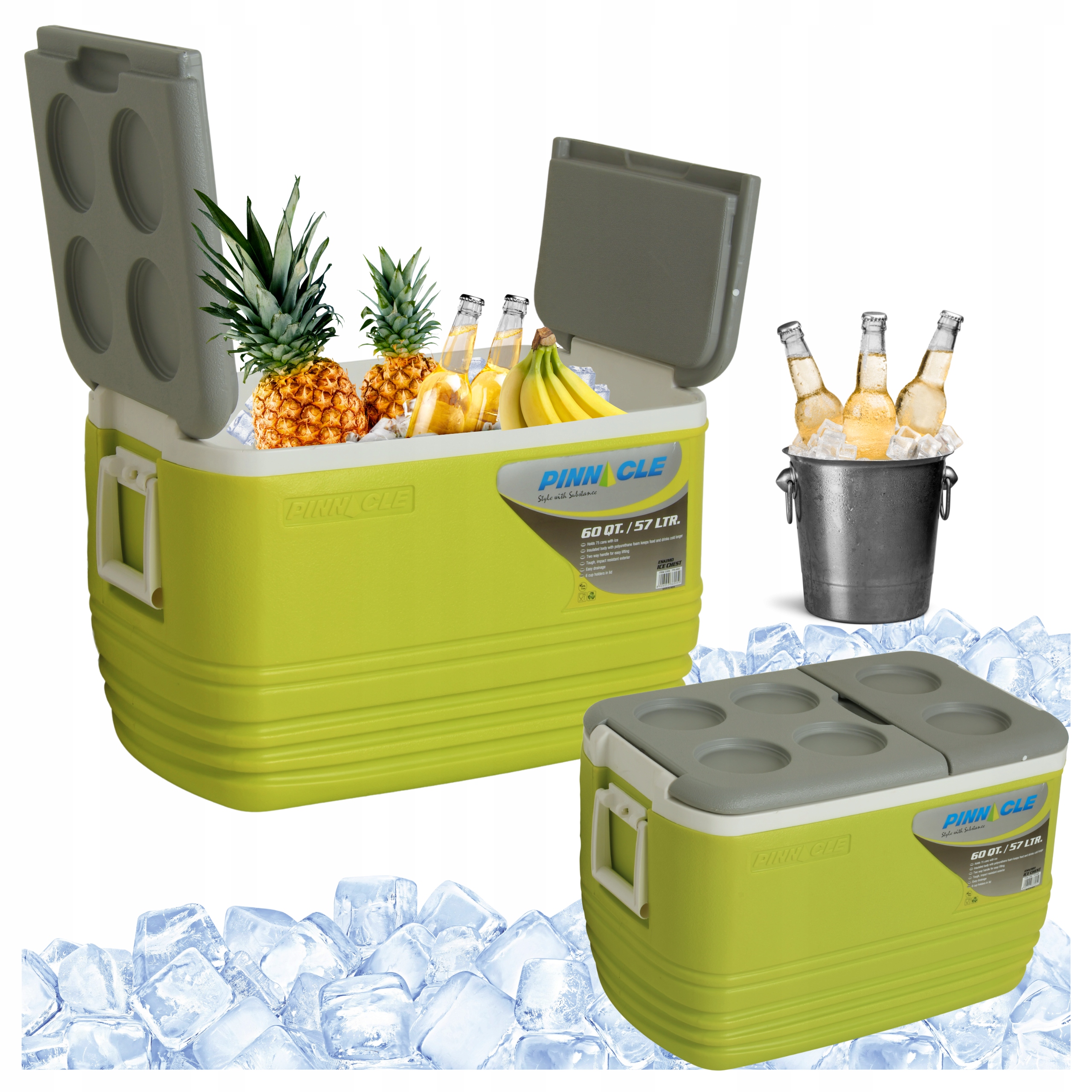 Velká turistická lednička na mrazicí vložky 57 l do auta Pinnacle Eskimo