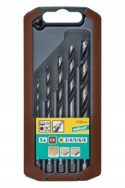 

Wolfcraft Zestaw wierteł do drewna CV 3-8 mm