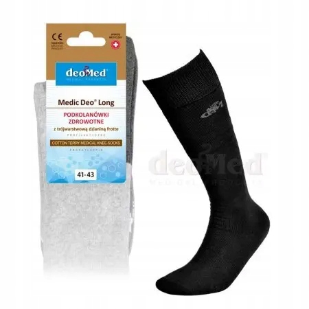 Medic Deo Long Rozmiar 41-43 Podkolanówki z trójwarstwową frotte Czarny