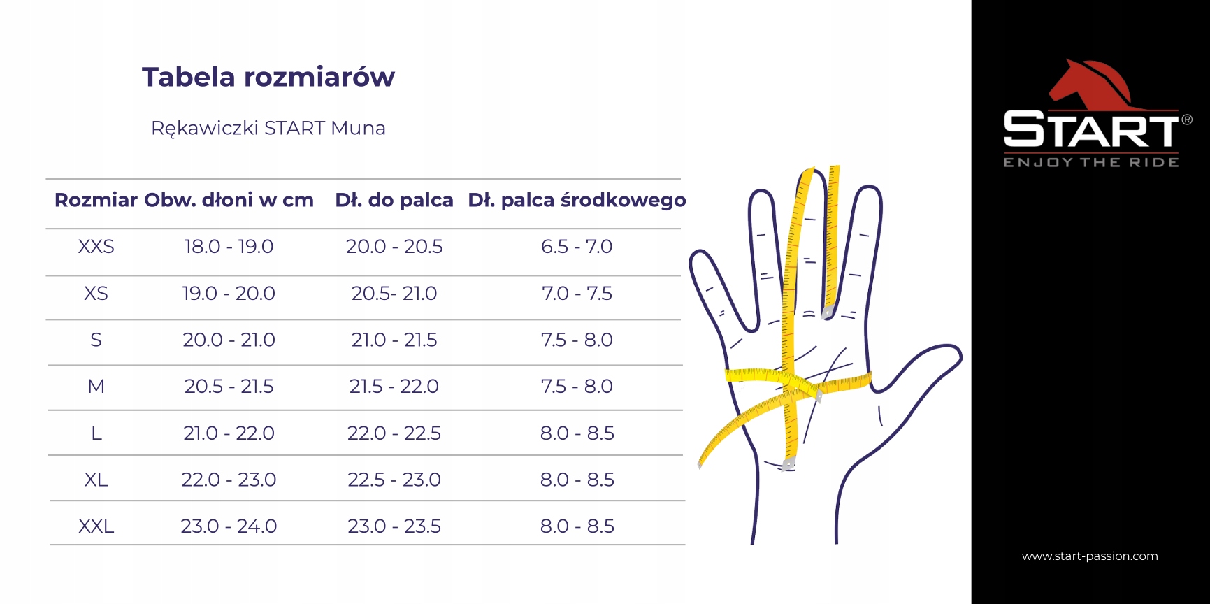 Rękawiczki jeździeckie całoroczne START czarne L Kod producenta 1193