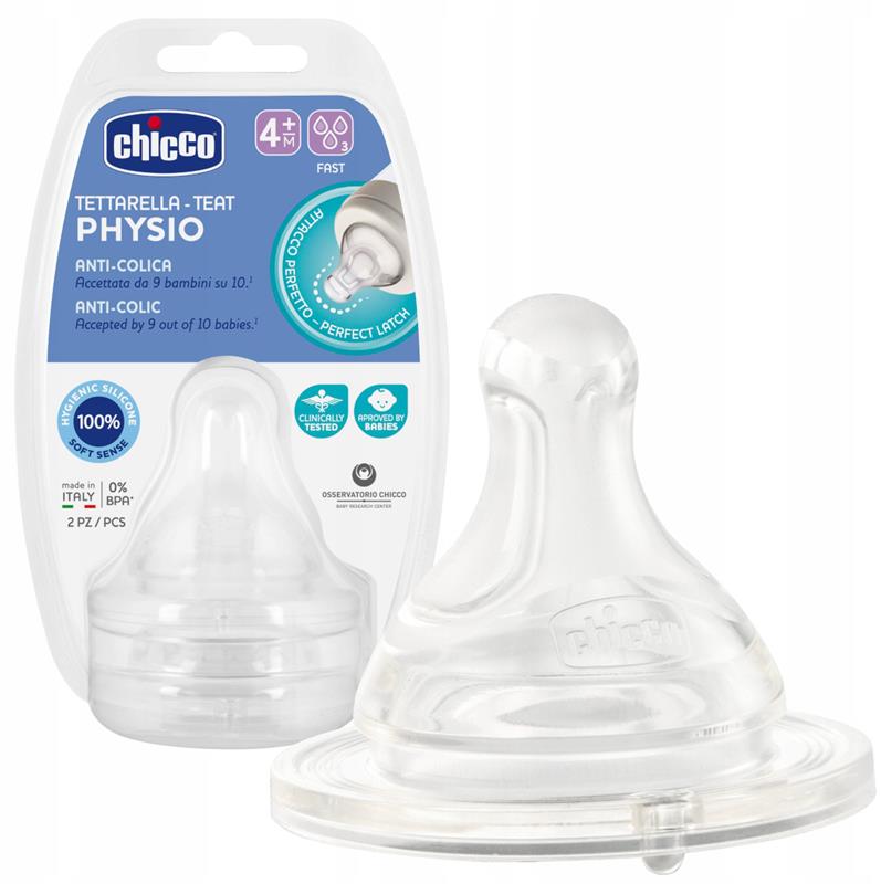 CHICCO SMOCZEK DO BUTELKI PERFECT5 PHYSIO 4m+ 2szt