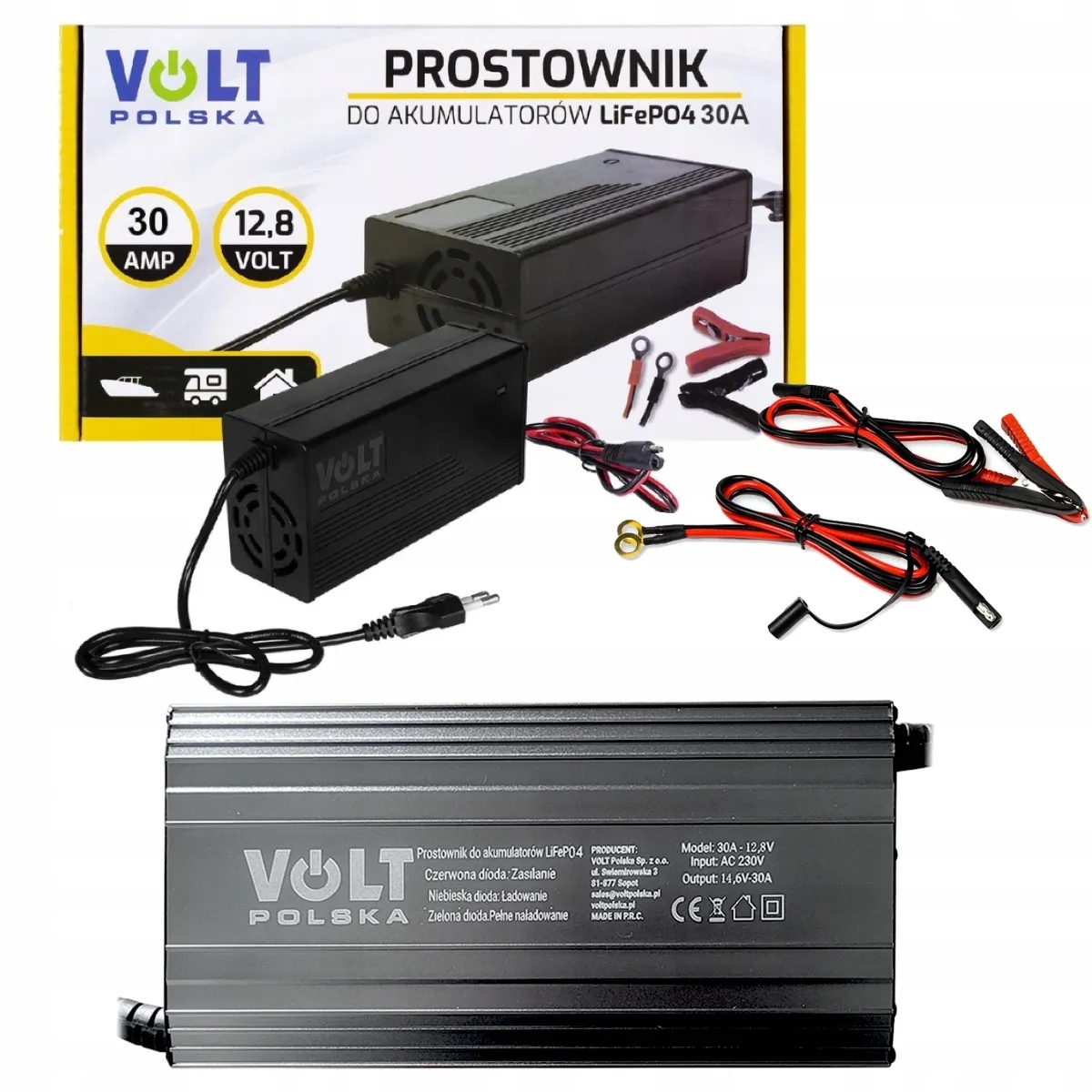 Prostownik Ładowarka Do Akumulatorów LIFEPO4 Volt 30A 12.8V 14.6V