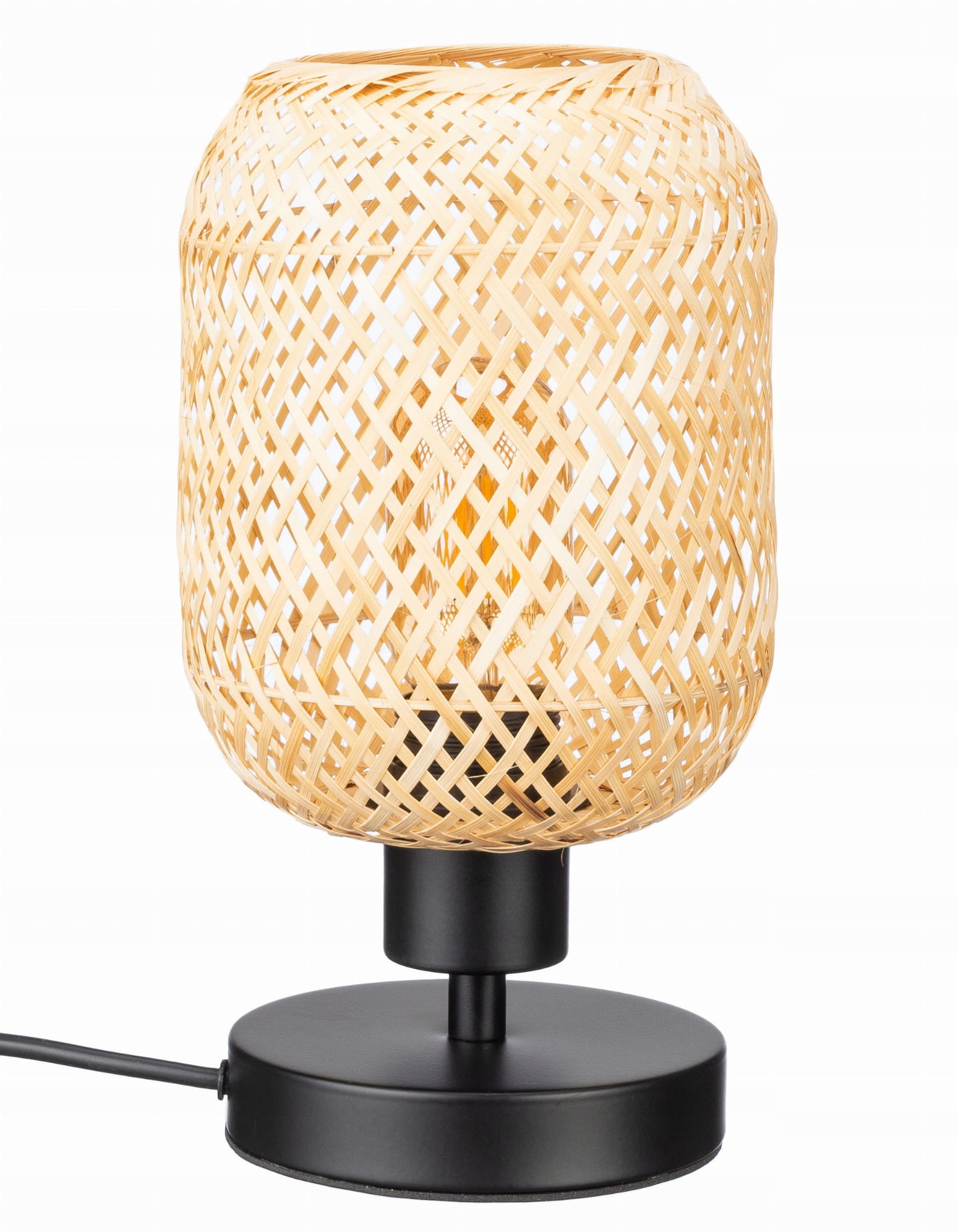 

Lampka nocna podstawa czarna abażur bambusowy