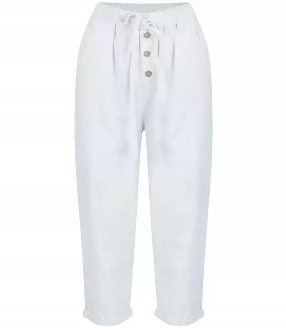 

Letnie lniane spodnie spodenki chinosy 3/4 52