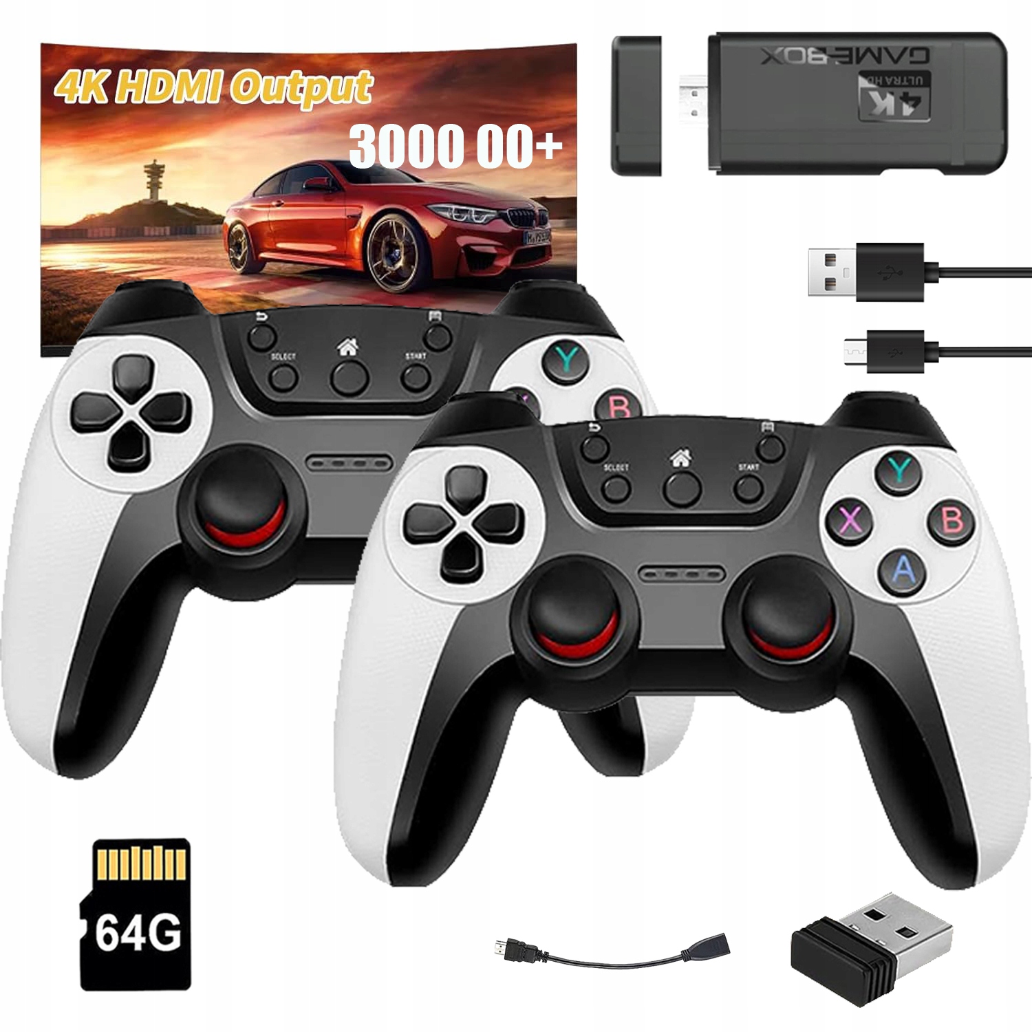 Konsola Retro k9 Hdmi 4k 30000+ Gier Emulatorów 2 Pady 64GB Pl Menu