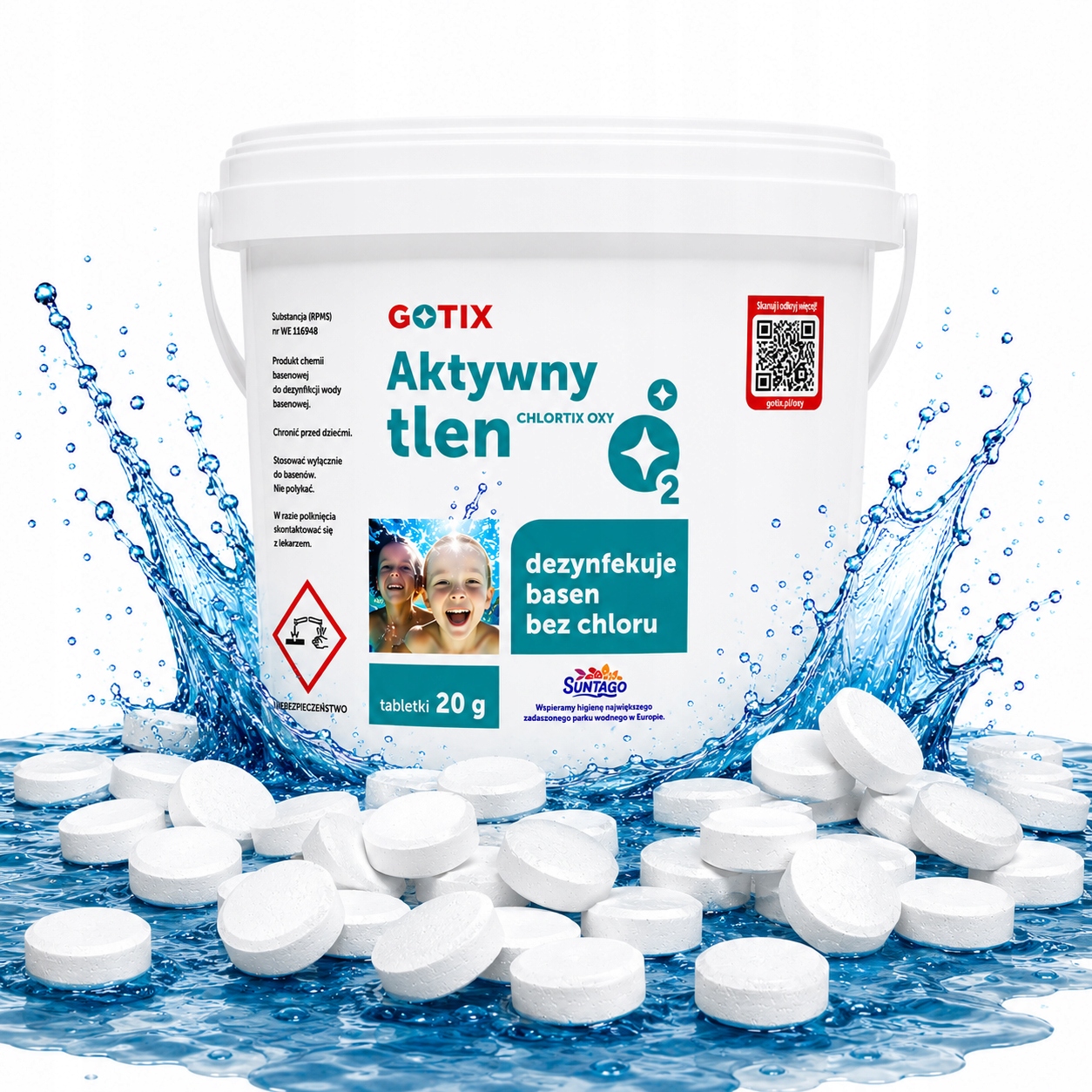 Aktywny Tlen Do Basenu Jacuzzi Spa Tabletki 20g Chlortix Oxy 3KG
