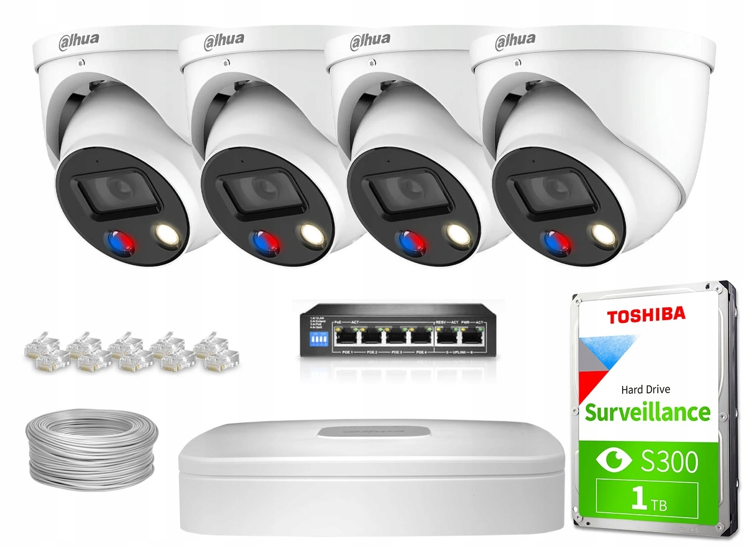 Súprava na monitorovanie Ip 4x IPC-HDW3549H-AS-PV-0280B-S4 5Mpx Ir 30 m