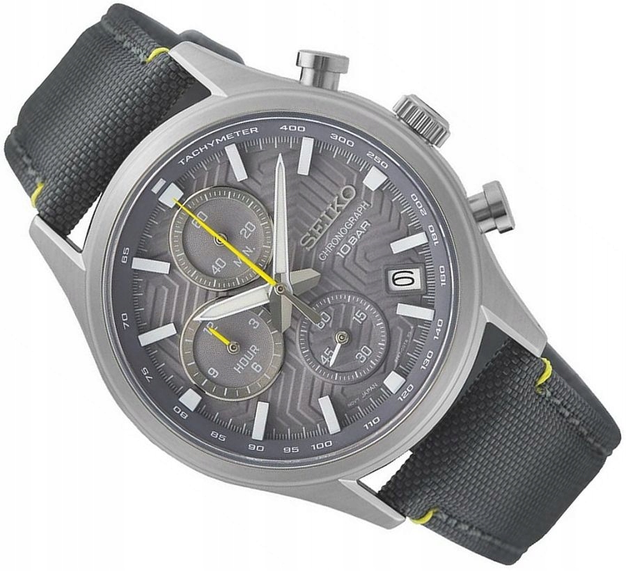 Pánské Hodinky Seiko SSB423P1 Šedé Chrono Safírové Data Na Pásku Box 40 mm