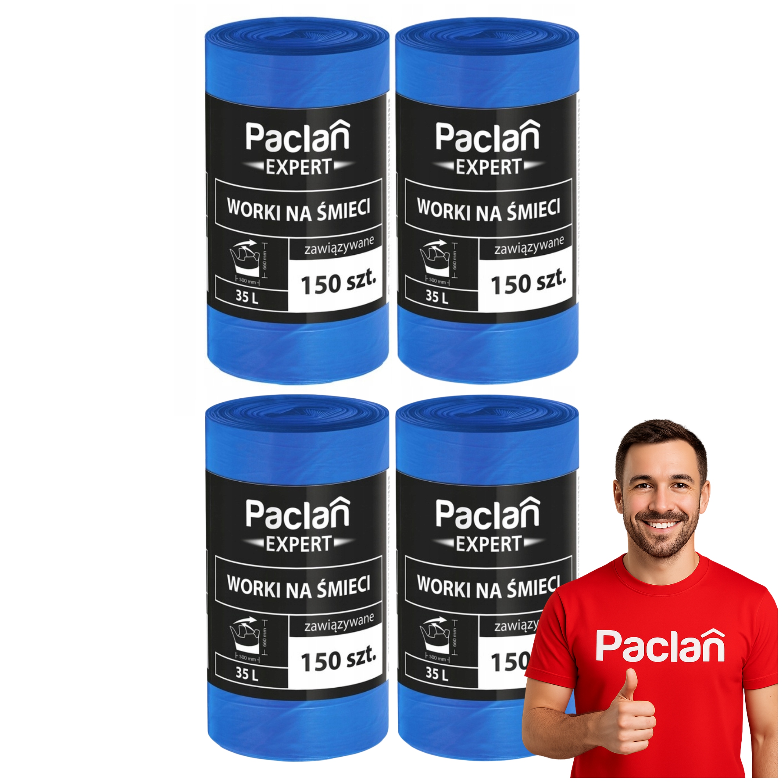 Sáčky na odpadky 35 l 150 ks Paclan Expert, vázané, silné, nepraskající