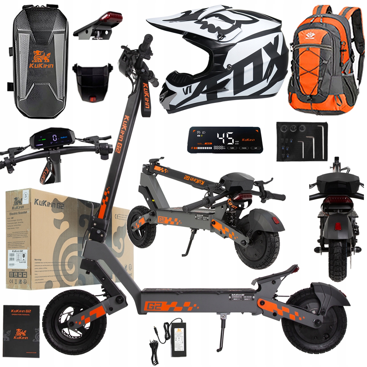 Kukirin G2 2026 Nové skládací elektrické vozidlo 1200W 45KM/H 15Ah 48V 10"