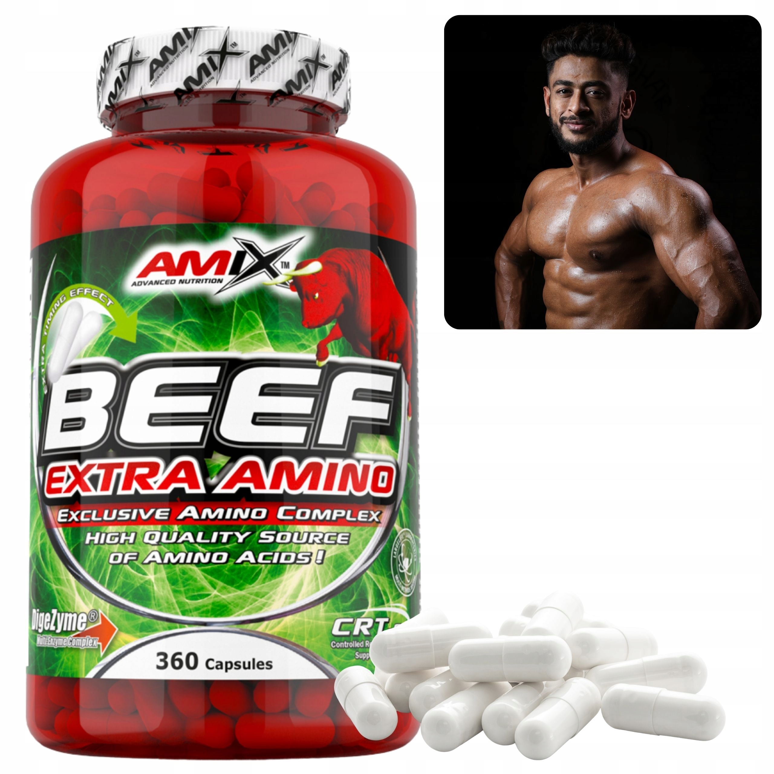 Bcaa Beef Eaa L Glutamin Regenerace svalů Aminokyseliny Hovězí maso 360 kapslí