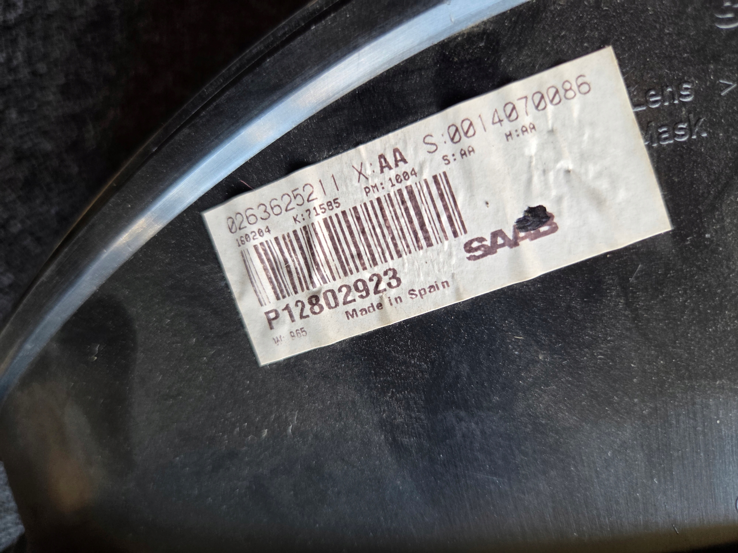 dials dials SAAB 93 03 2.0TB P12802923 0263625211