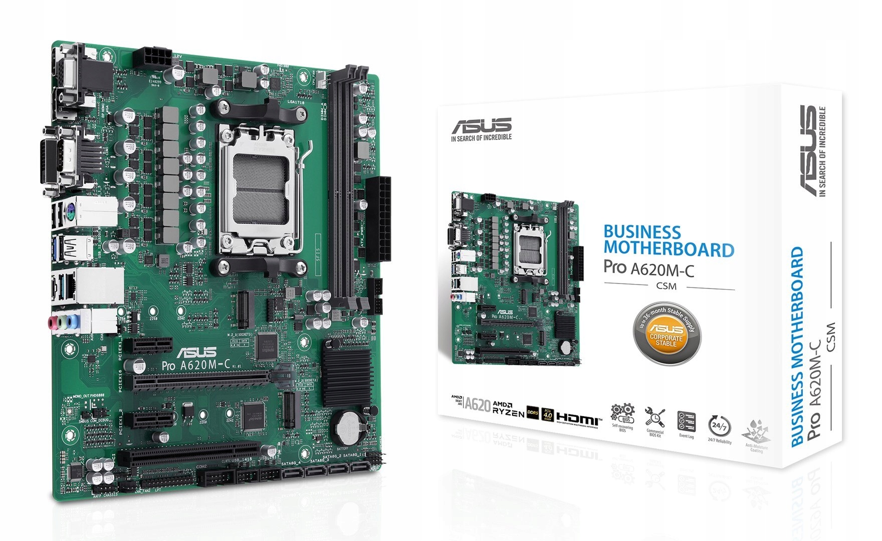 Asus Pro A620M-C-CSM Amd A620 Gniazdo AM5 micro Atx