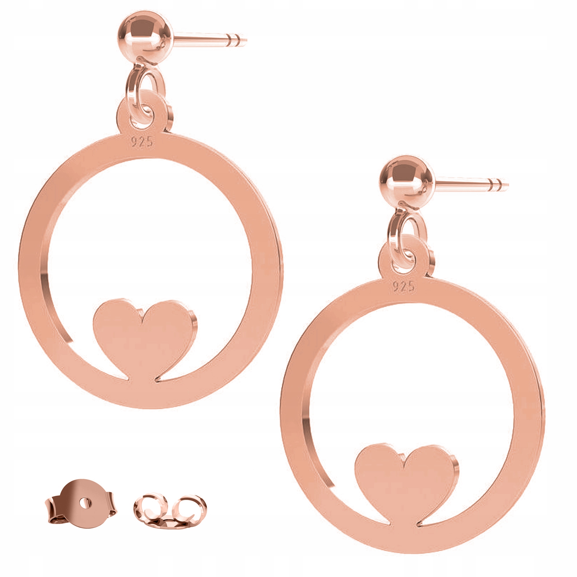 Náušnice Srdce Srdíčko růžové zlato 925