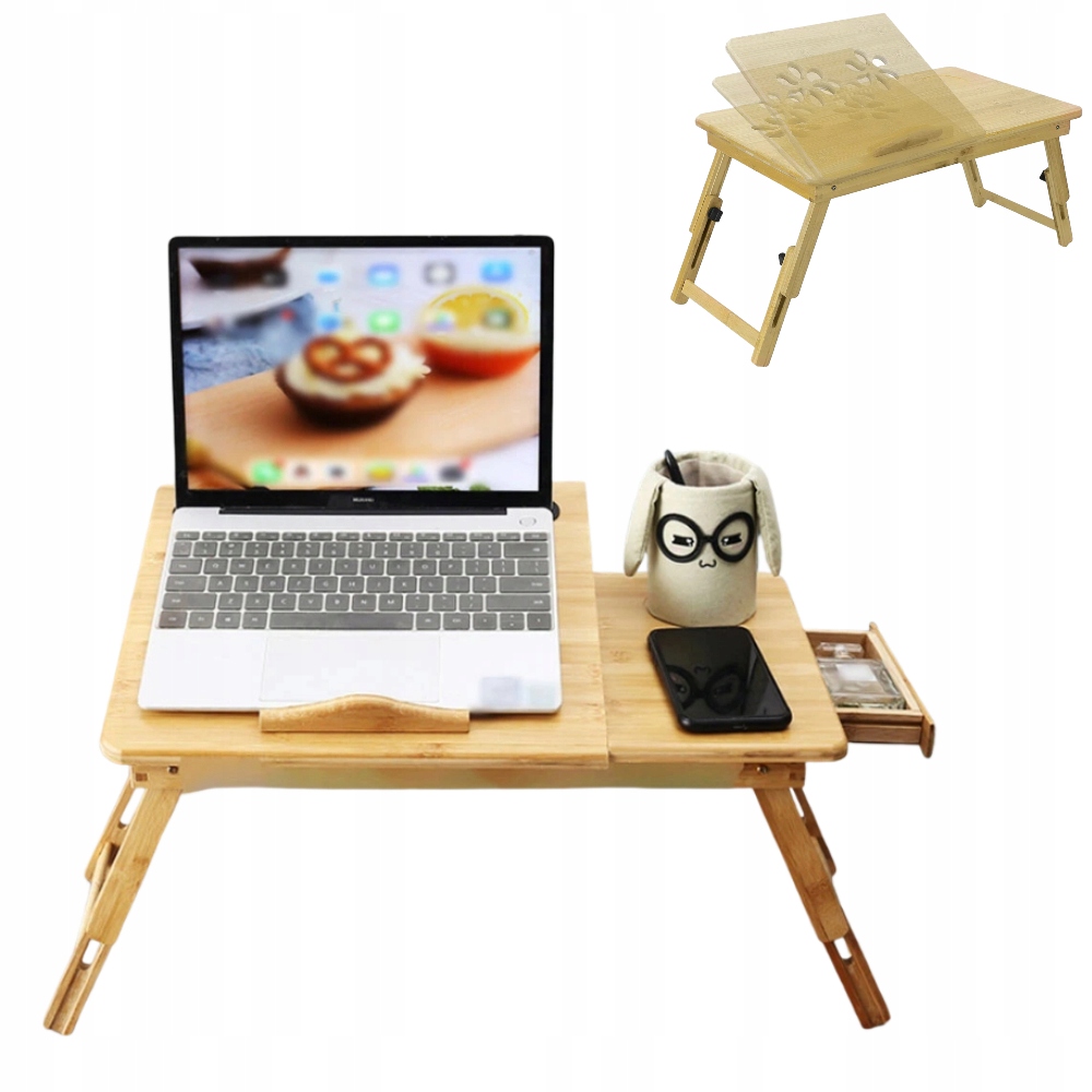 Stolik składany regulowany kąt drewniana podstawka pod laptopa Stolik