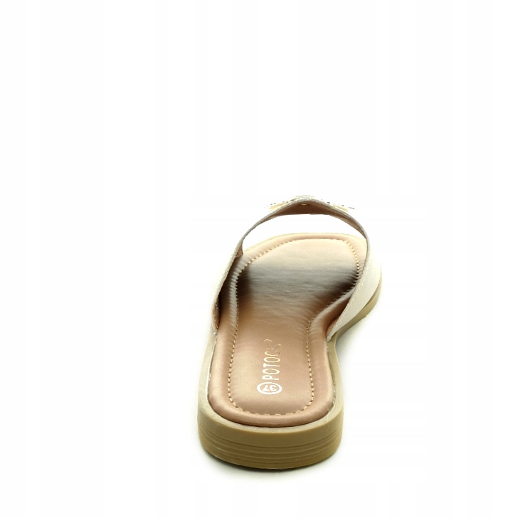 Eleganckie BEŻOWE damskie klapki 21021 Długość wkładki 24 cm