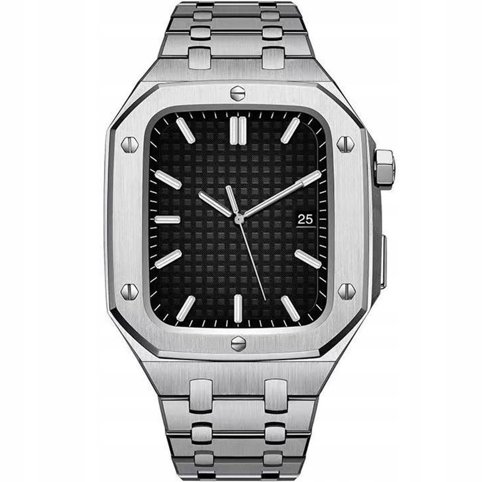 Náramek S Pouzdro Pro Apple Watch 7/8/9 45 MM Ocelový Pásek Pouzdro