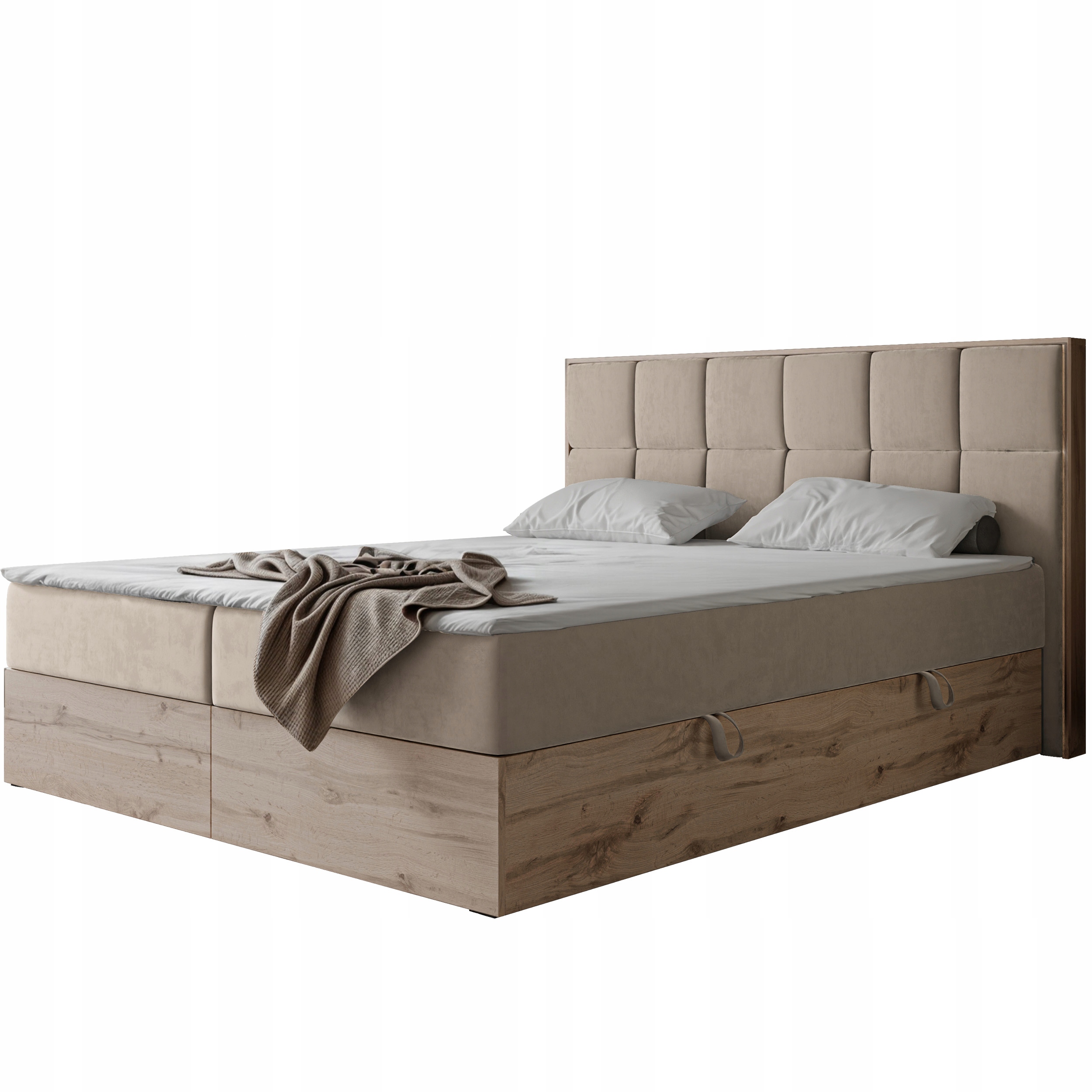 Kontinentální postel Lavio II s úložným prostorem a topperem 160x200 béžová