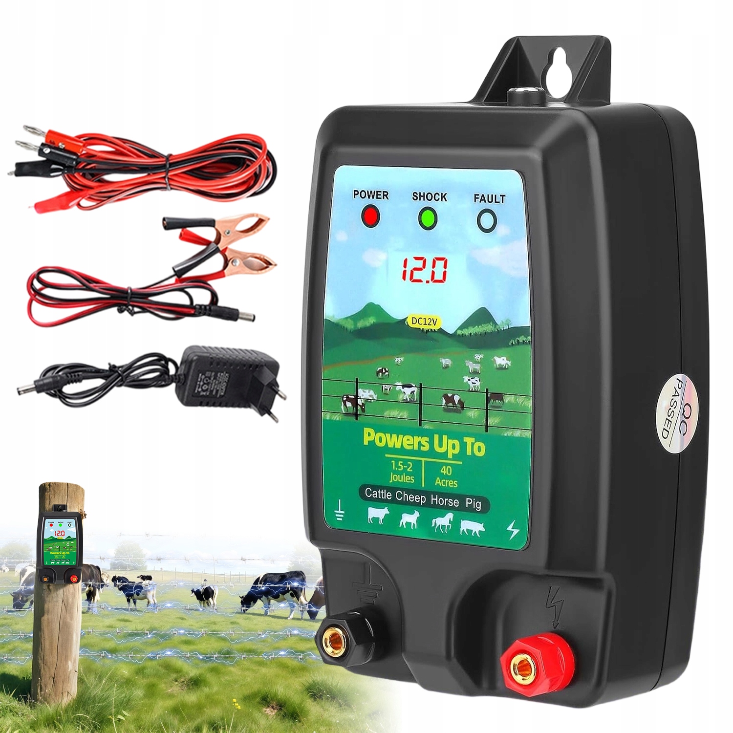 Elektrický Pastuch Univerzální Elektrizátor 220-230V 12V Napájecí Sada