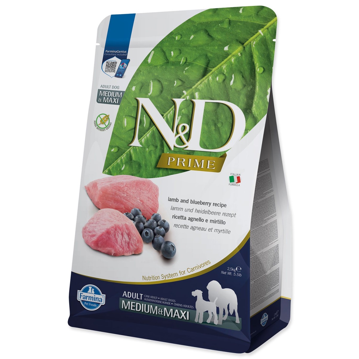 Krmivo N&d Dog Prime Adult Medium & Maxi Lamb & Blueberry 2,5kg