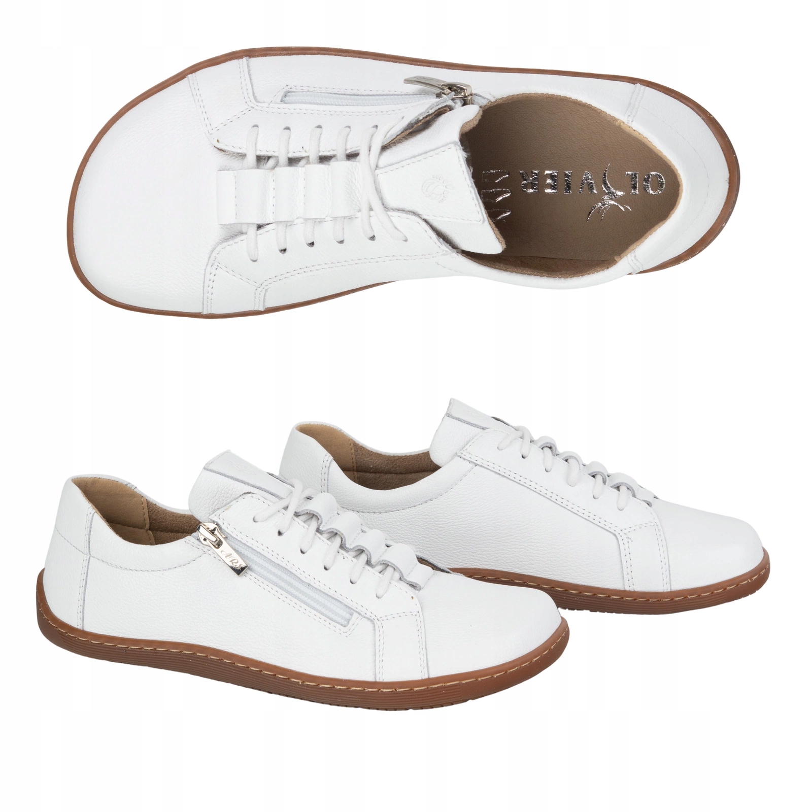 Buty minimalistyczne barefoot skórzane damskie 1242 białe 42