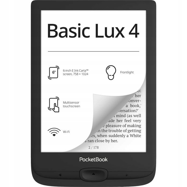 CZYTNIK E-BOOK POCKETBOOK 618 Basic Lux 4 8 GB 6 " CZARNY + ETUI GRATIS! Stan opakowania oryginalne