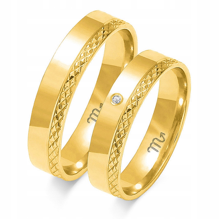 Zlaté snubní prsteny 14K s Diamantem Premium OE-199B