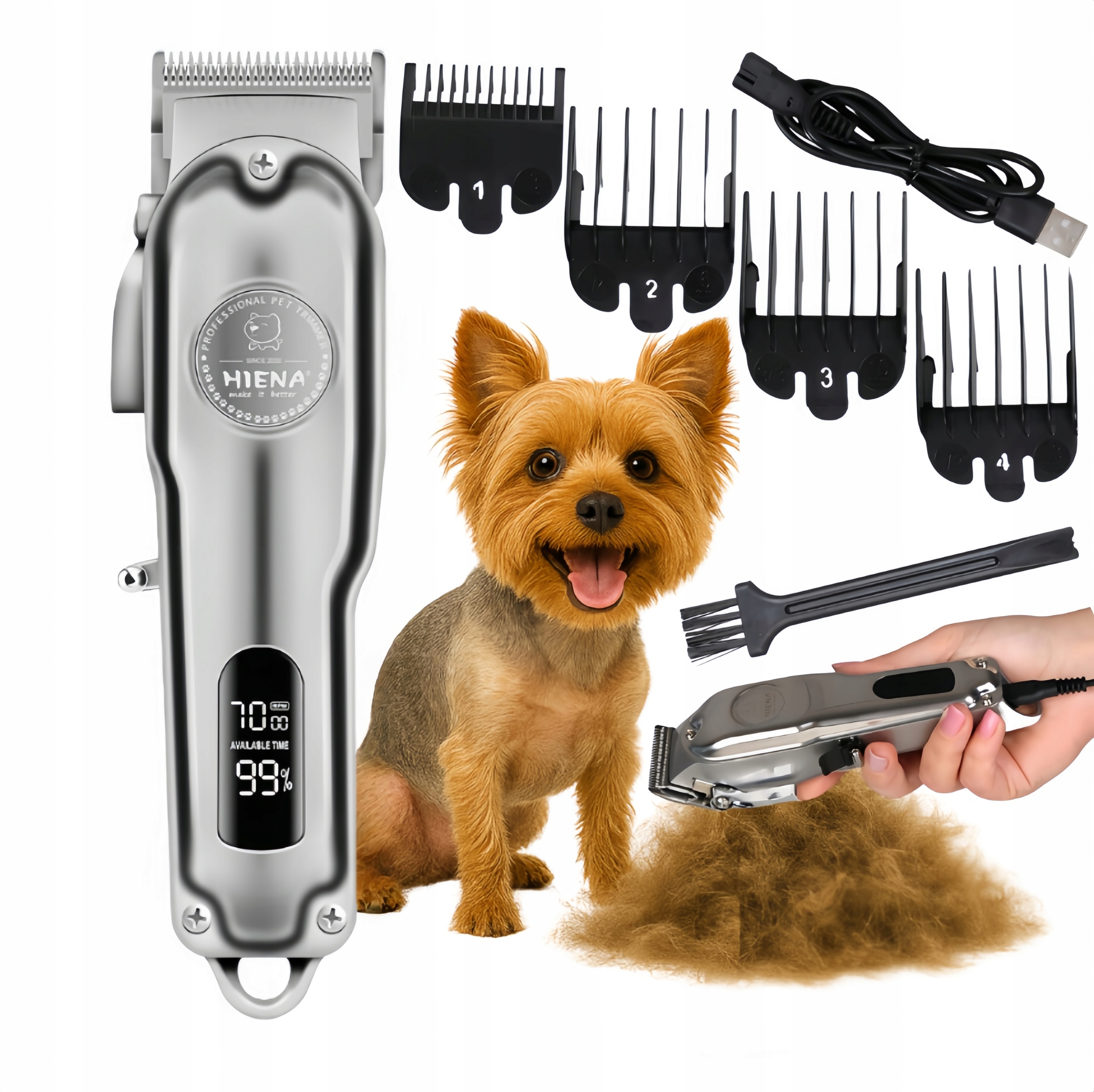 Levně Silný stroj na stříhání psů a zvířat, profesionální, tichý, ocelový