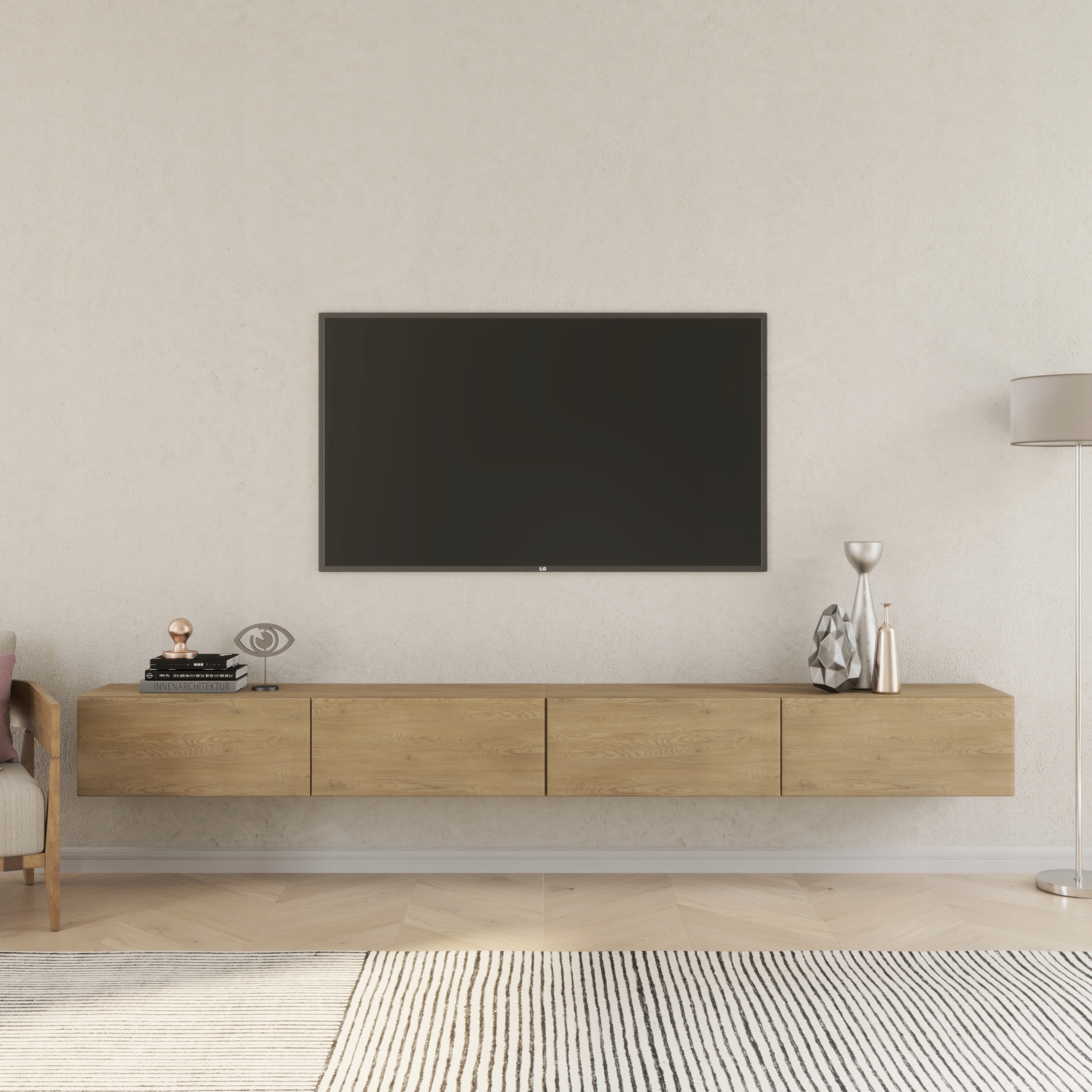 SZAFKA RTV POD TELEWIZOR KOMODA WISZĄCA 240 CM DĄB CREMONA TORRO