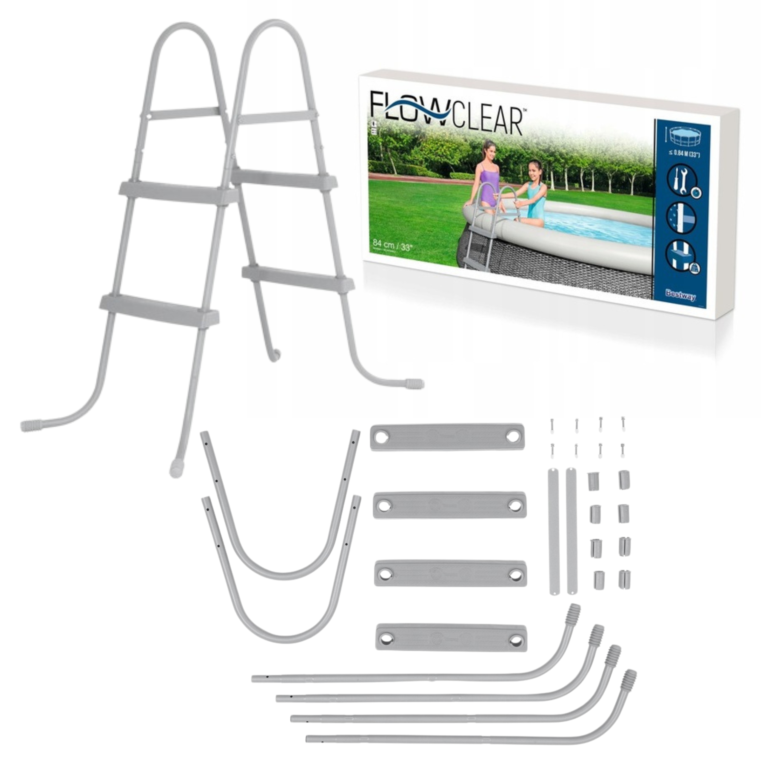 DRABINA DO BASENU BESTWAY - DRABINKA BASENOWA 84 CM DWUSTRONNA 2 STOPNIOWA