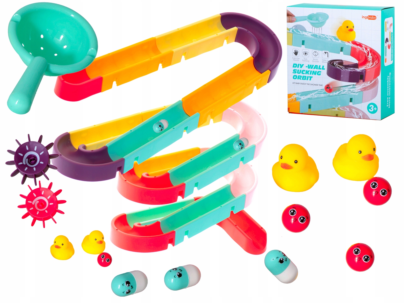 ZABAWKA DO KĄPIELI WANNY PRYSZNIC ZJEŻDZALNIA TOR WODNY + AKCESORIA