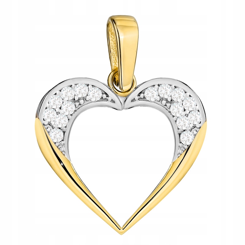 Zlatý Přívěsek Přívěsek pr. 585 Srdce Srdíčko se Zirkony 14k