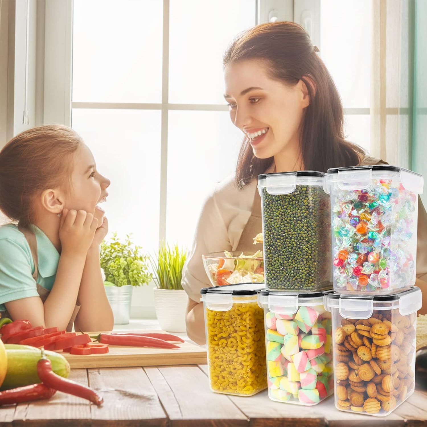 ZESTAW HERMETYCZNYCH POJEMNIKÓW DO PRZECHOWYWANIA ŻYWNOŚCI,24SZT+24NAKLEJKI Szerokość 10 cm