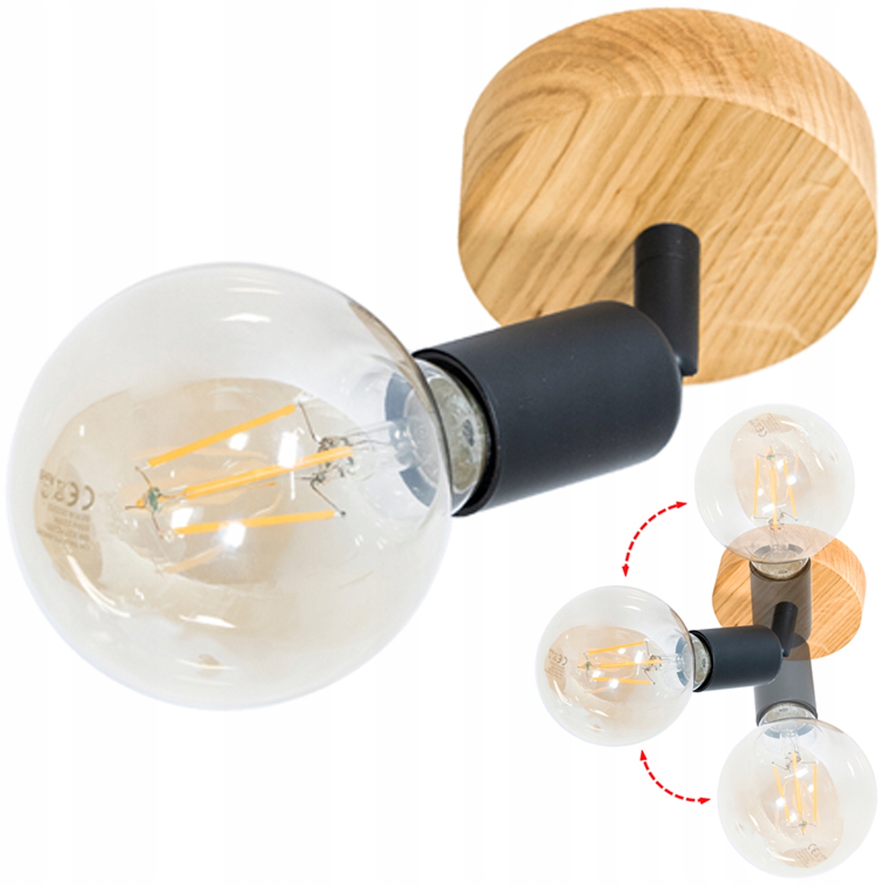 Stropní Led svítidlo Spot Dubové Fi 10cm E27 nástěnná lampa pohyblivá nástěnná lampa