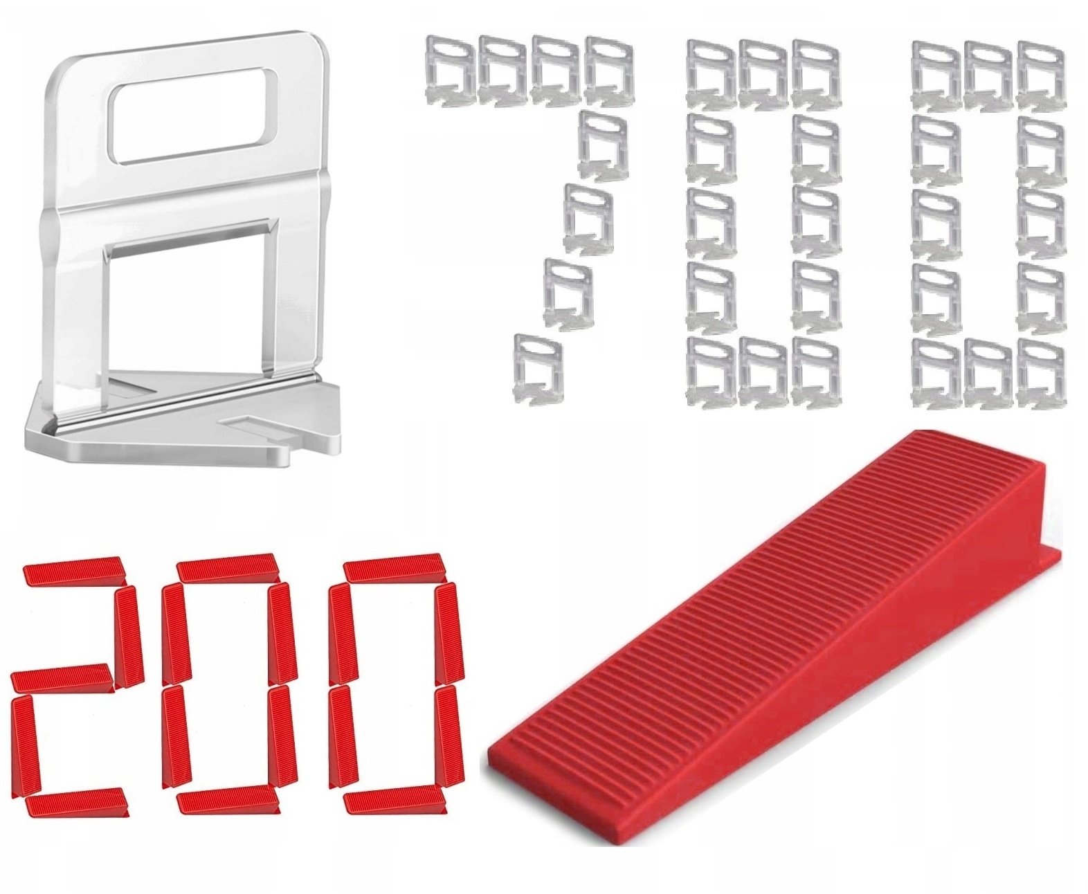 ZESTAW SYSTEM POZIOMOWANIA PŁYTEK 700 KLIPSÓW 2,0mm 200 KLINÓW KLIPS KLIN