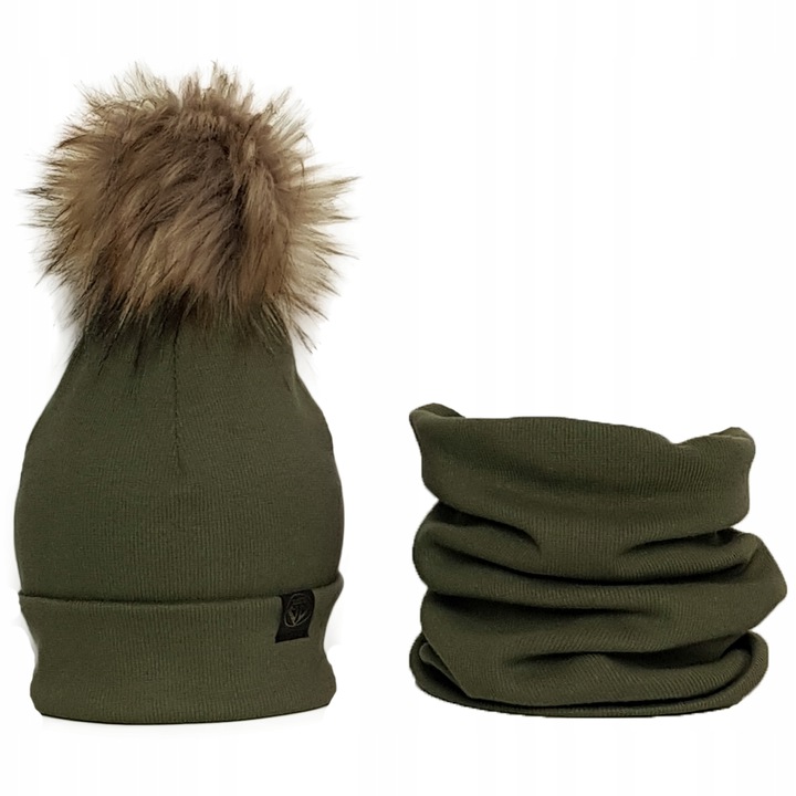 

Czapka komin komplet jesień zima pompon 48-56