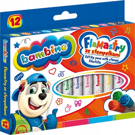 FLAMASTRY ZE STEMPELKAMI 12 kol. BAMBINO STANDARD Kod producenta 5903235628641